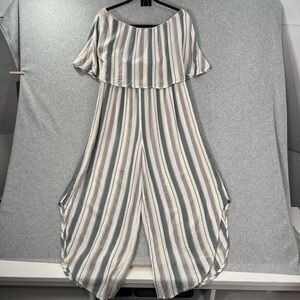 ONeill Strapless Romper Jumpsuit Women Size XL Striped Casual cover up resort
